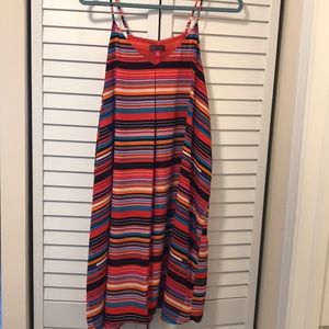 Vince Camuto multi-color striped swing dress.